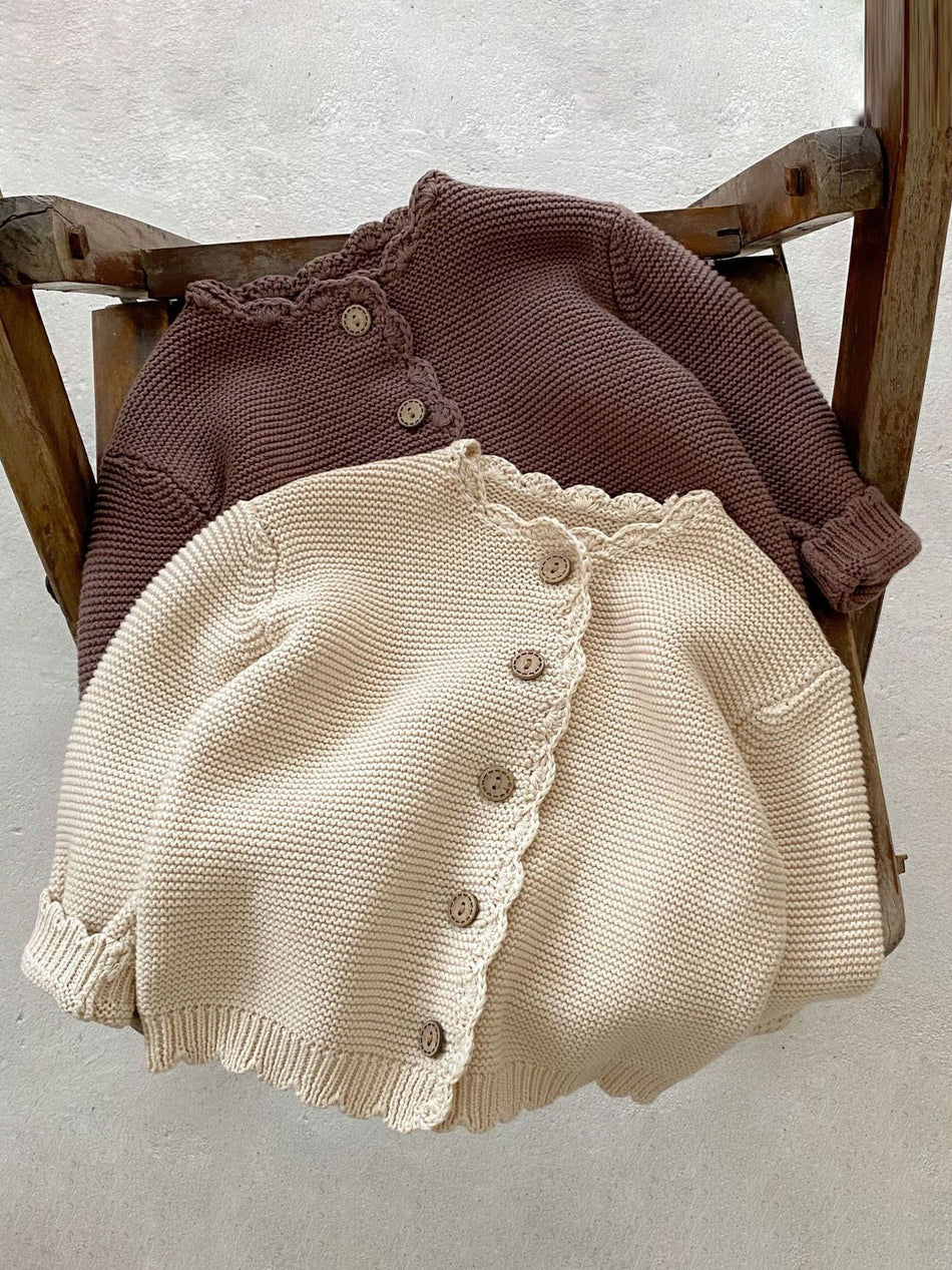 Baby Pure Cotton Hand-Knit Cardigan Sweater