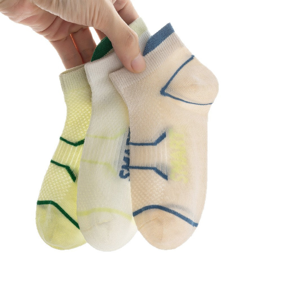 PACK OF 5- Kids’ Cotton Mesh Ankle Socks, Breathable Sports Socks for Boys & Girls