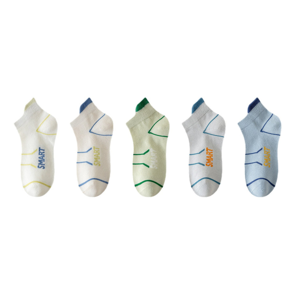 Boys’ Cotton Sports Socks, Breathable Short Socks for School & Running