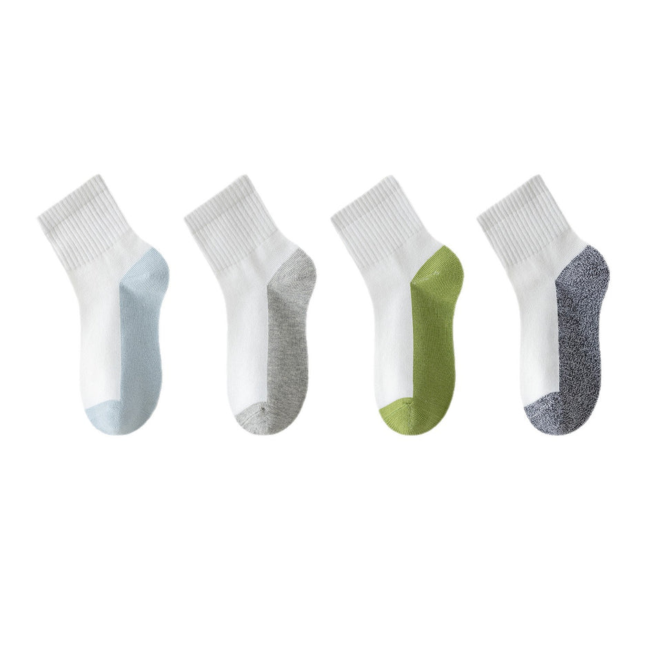 PACK OF 5 – Kids' Pure Cotton Socks, Breathable Mid-Calf Student Socks