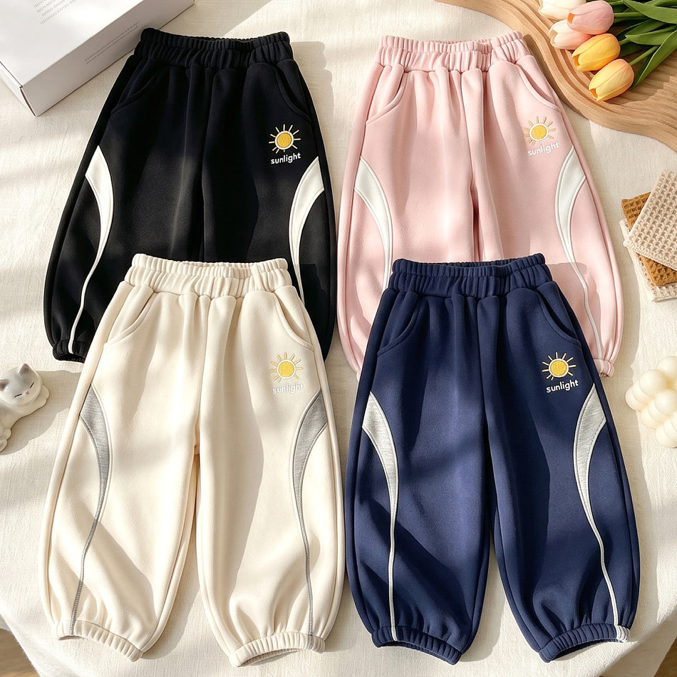 Boys' 90% Polyester Colorblock Sweatpants for Spring Autumn