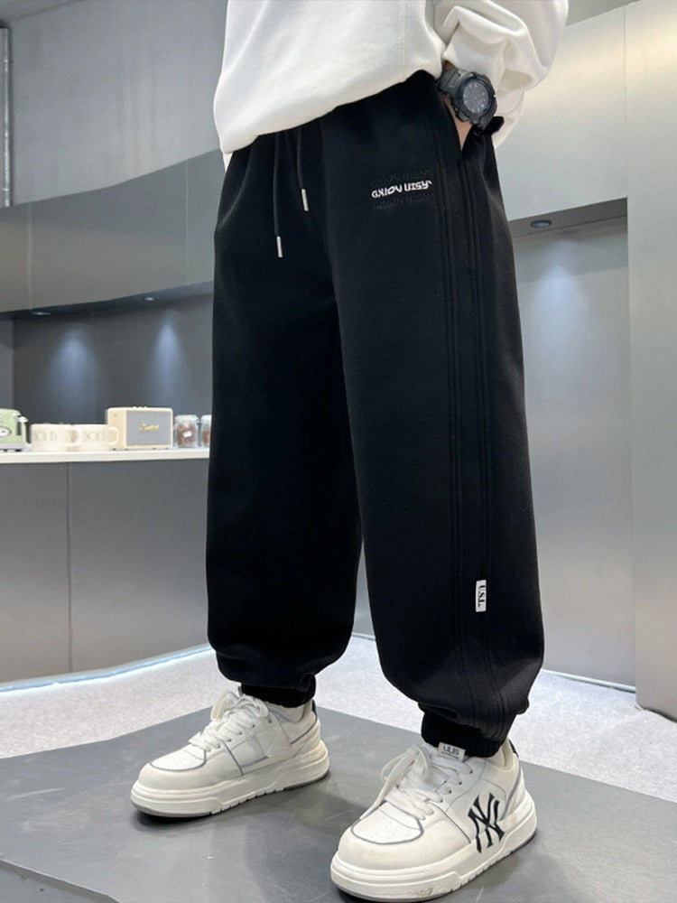 Boys' Cotton Denim Sweatpants for Spring Autumn Casual Sportswear