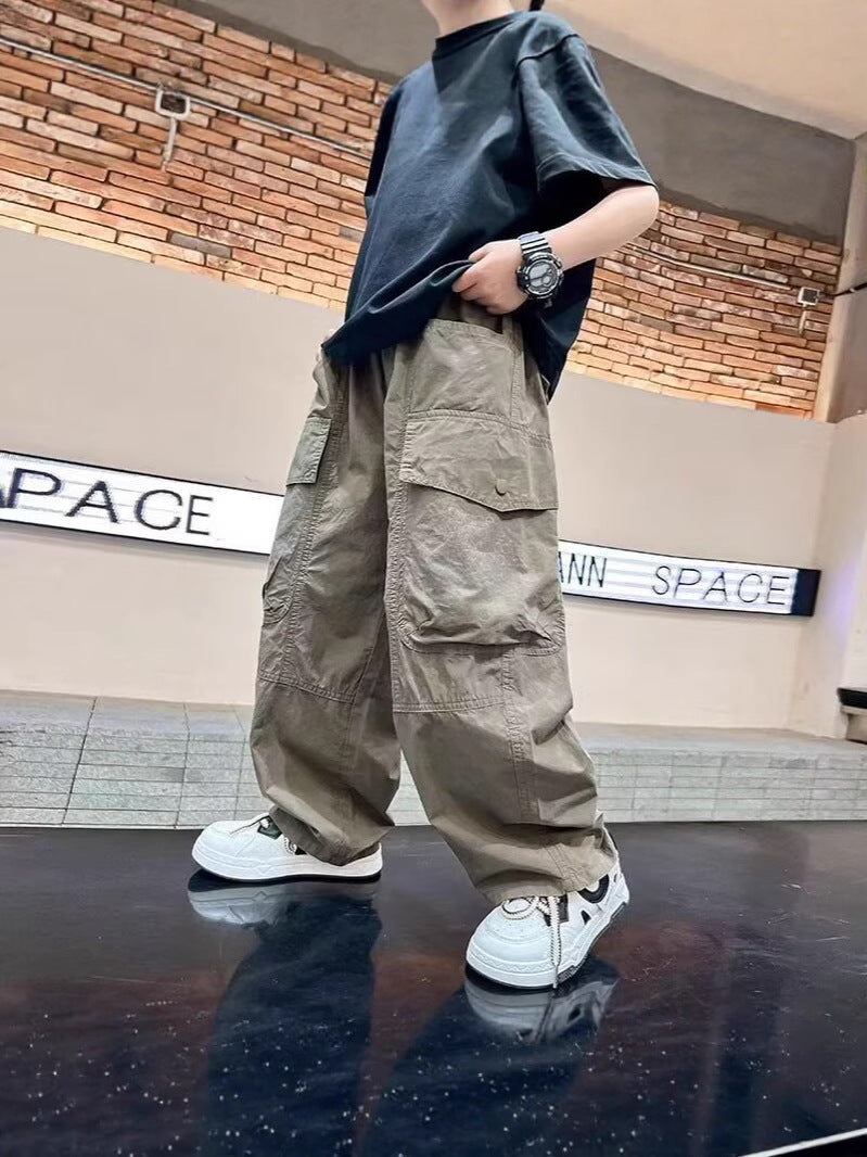 Boys' Ice Silk Quick-Dry Cargo Pants for Summer Casual Wear