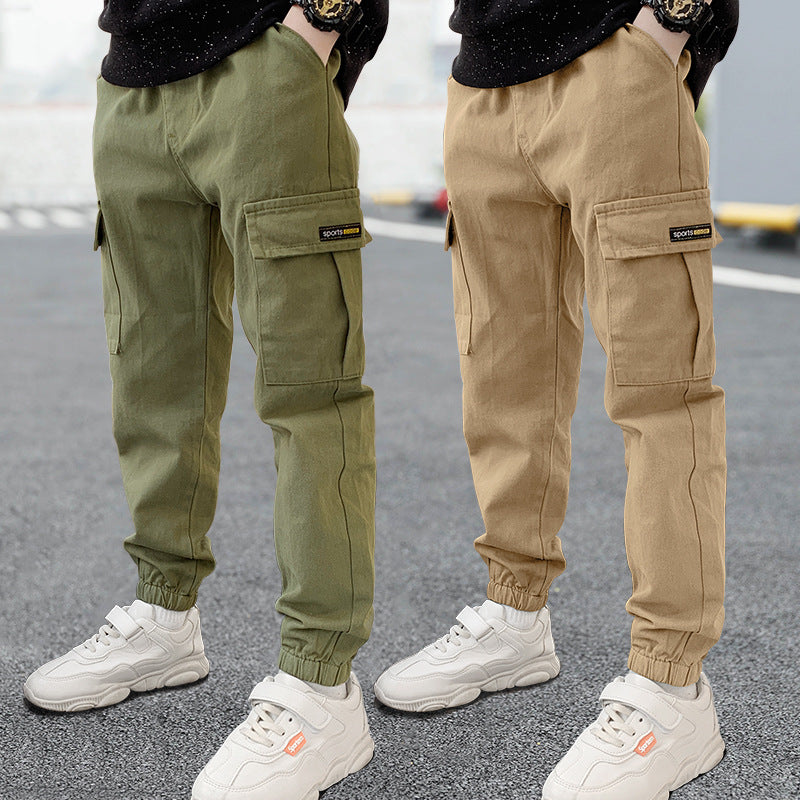 Boys' Cotton Casual Trousers for Spring Autumn and Winter