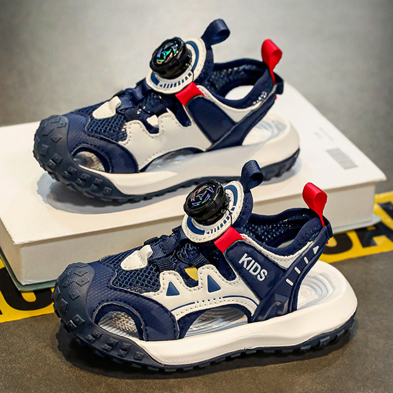 Boys’ Sports Sandals, PU Beach Shoes with Rubber Sole