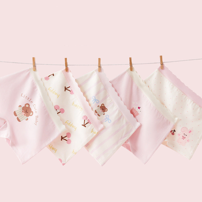 PACK OF 5- Girls’ Cotton Boxer Briefs Class A Soft Non-Pinching Kids Underwear
