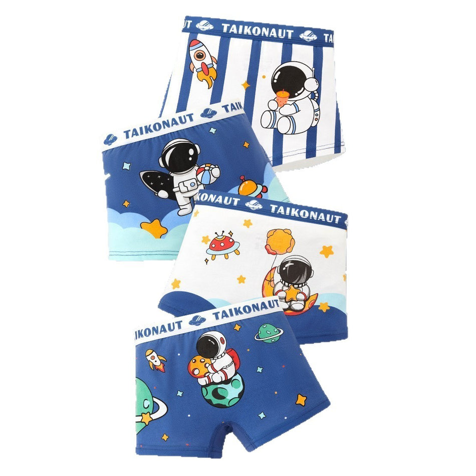 PACK OF 4-Boys’ Cotton Boxer Briefs Class A Soft Antibacterial Kids Underwear