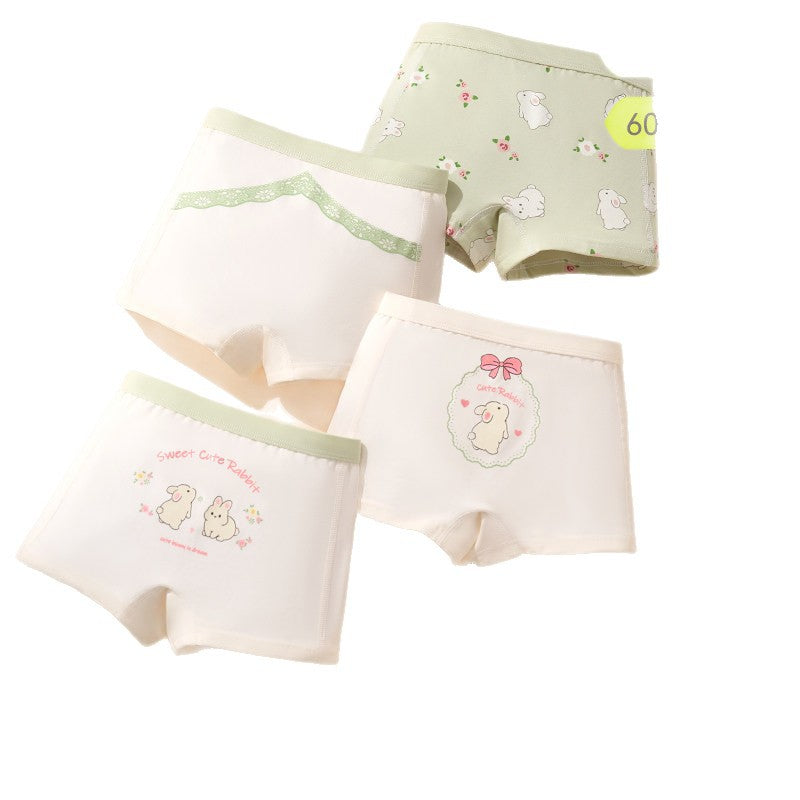 PACK OF 4 - Girls' Cotton Underwear Briefs, Class A Children's Soft Boxer Shorts