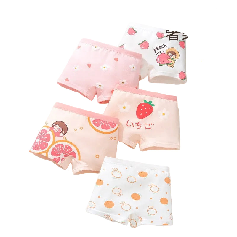 PACK OF 5- Girls' Cotton Boxer Briefs, Class A Children's Underwear