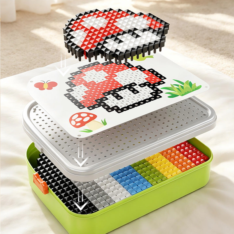 3D Mushroom Peg Puzzle DIY Storage Box for Kids