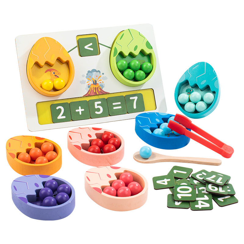Wooden Dinosaur Egg Clip Beads Counting Game for Kids