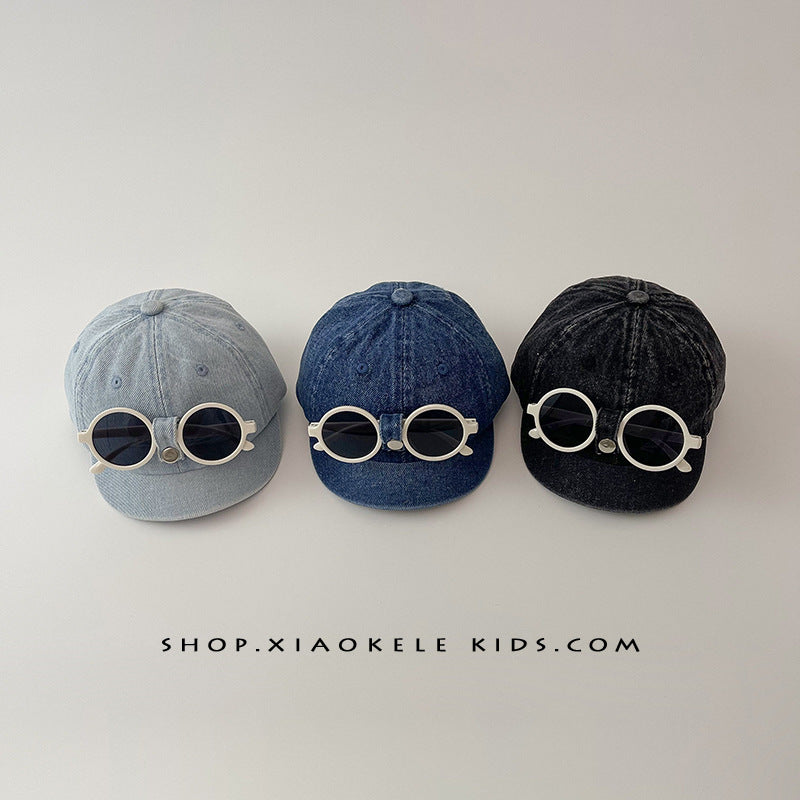 Baby Denim Duckbill Cap with Detachable Glasses