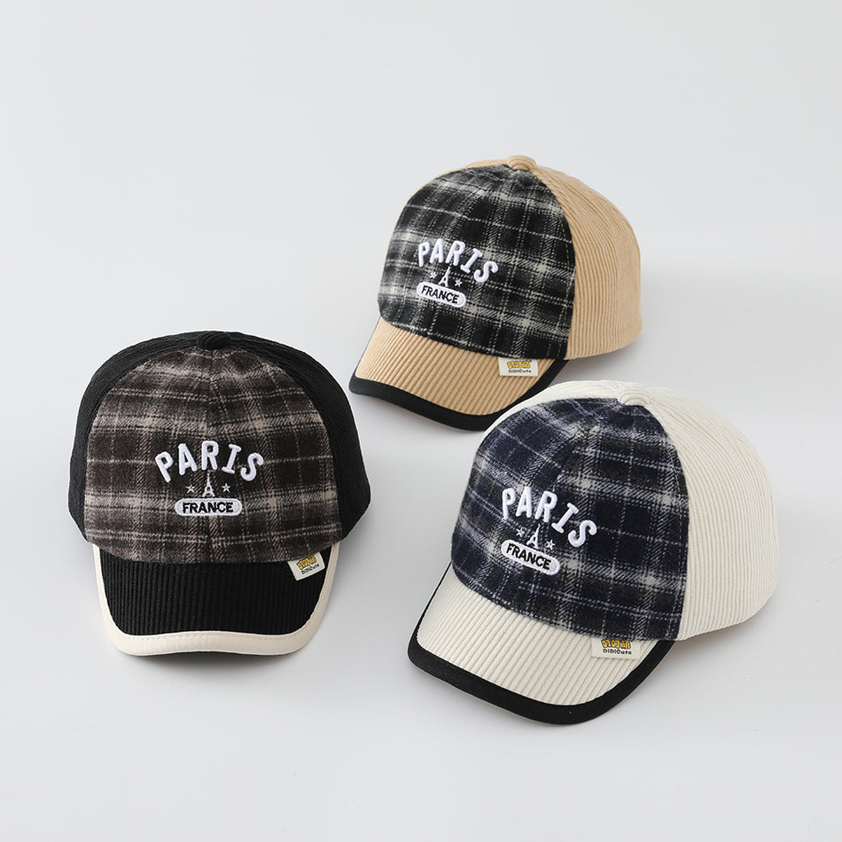 Baby Corduroy Letter Embroidered Soft Top Cap