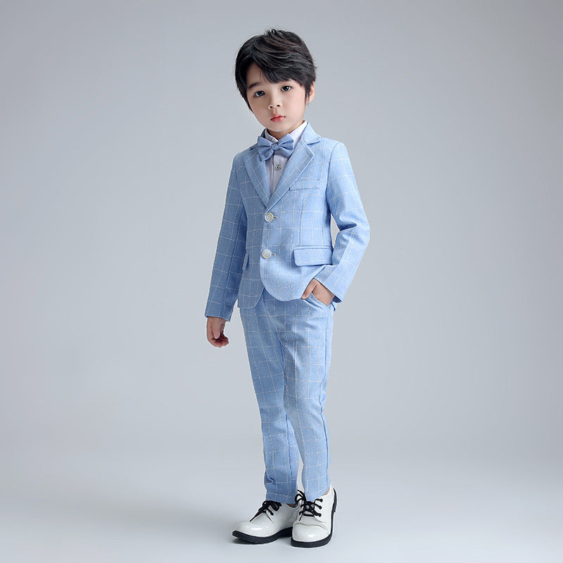 Boys' British Plaid Gentleman Formal Suit Set