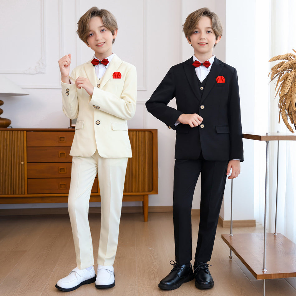 Boys' British Formal Suit Set, Pocket Scarf