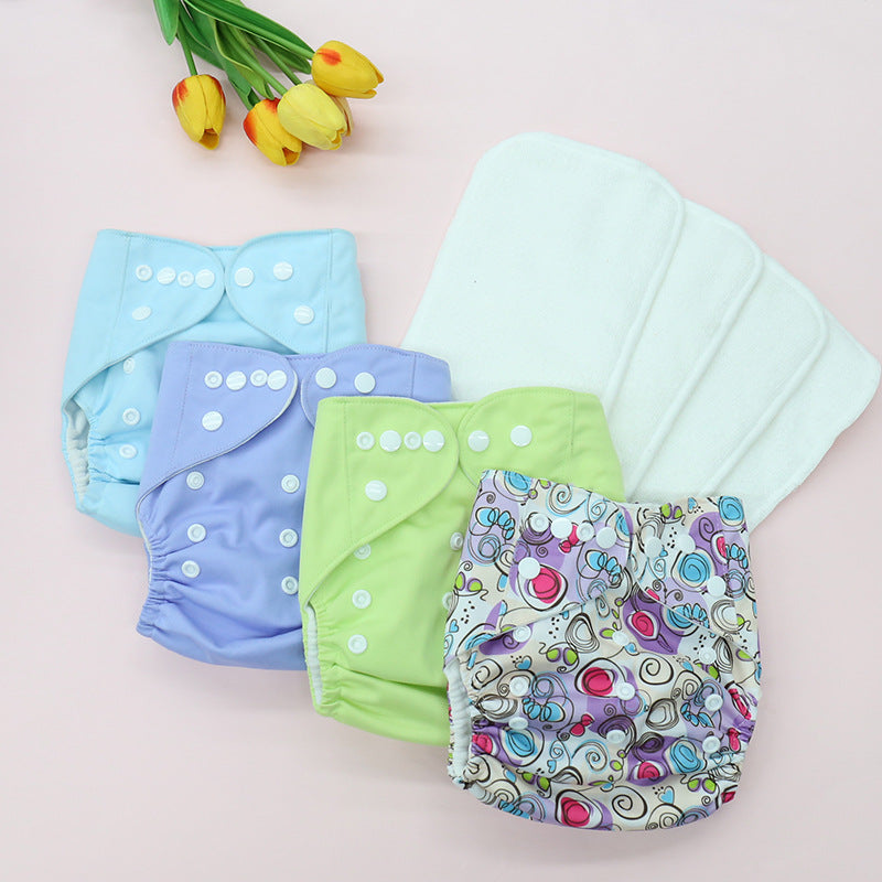 PACK OF 4-Washable Baby Training Pants, Adjustable Reusable Cloth Diapers
