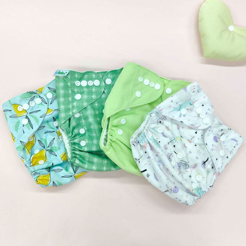 4-Pack Washable PUL Cloth Diapers for Babies and Toddlers
