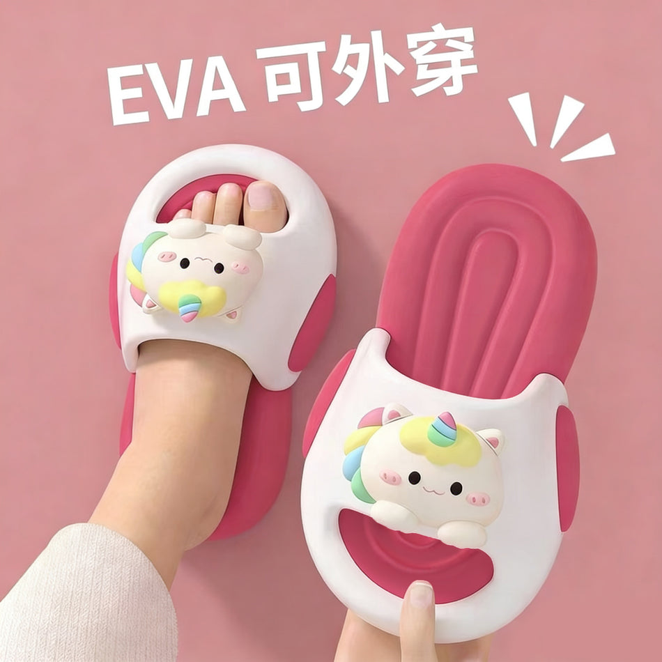 Unicorn Kids’ EVA Slippers Soft Sole Non-Slip Cartoon Sandals
