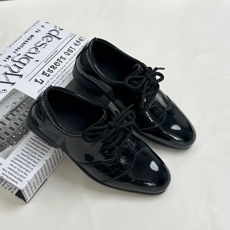 Boys' Black Pointed British Style School Performance Shoes