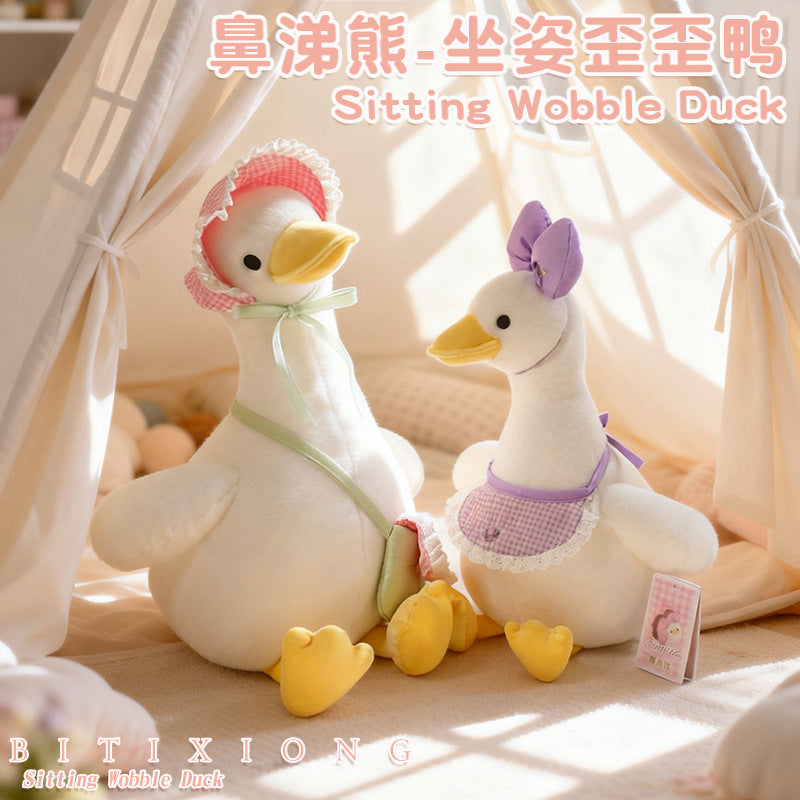 Duck Plush Toy, Soft Sitting Design with Bag Pendant