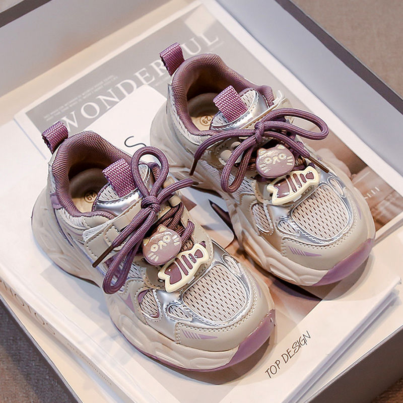 Girls Breathable Mesh Sneakers Lightweight Non-Slip Casual Shoes