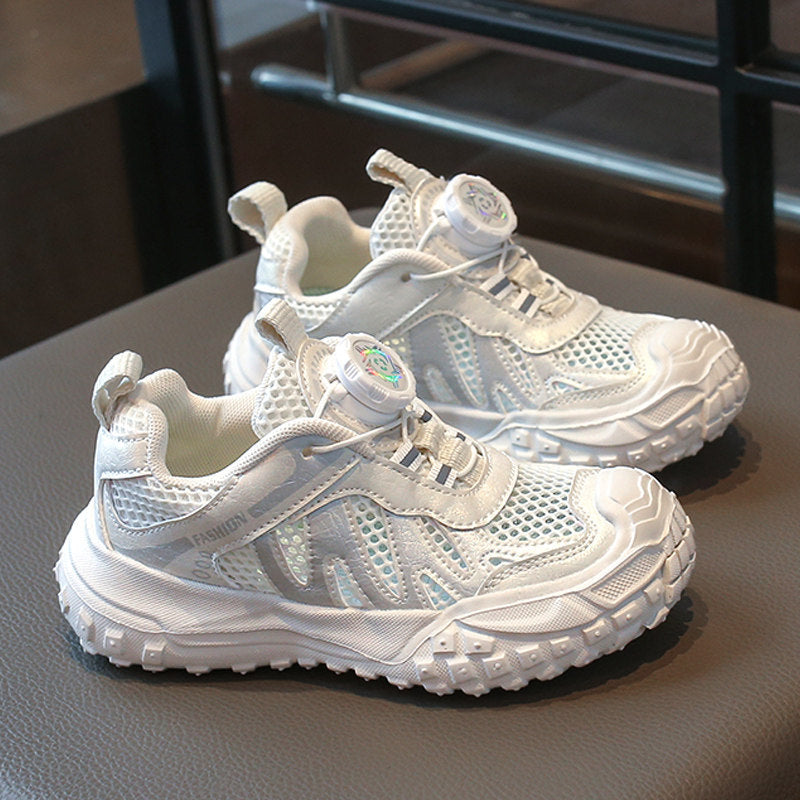 Girls Breathable Mesh Sneakers Lightweight Soft-Sole Casual Shoes
