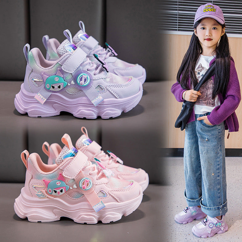 Girls Breathable Mesh Sneakers Lightweight Wear-Resistant Shoes