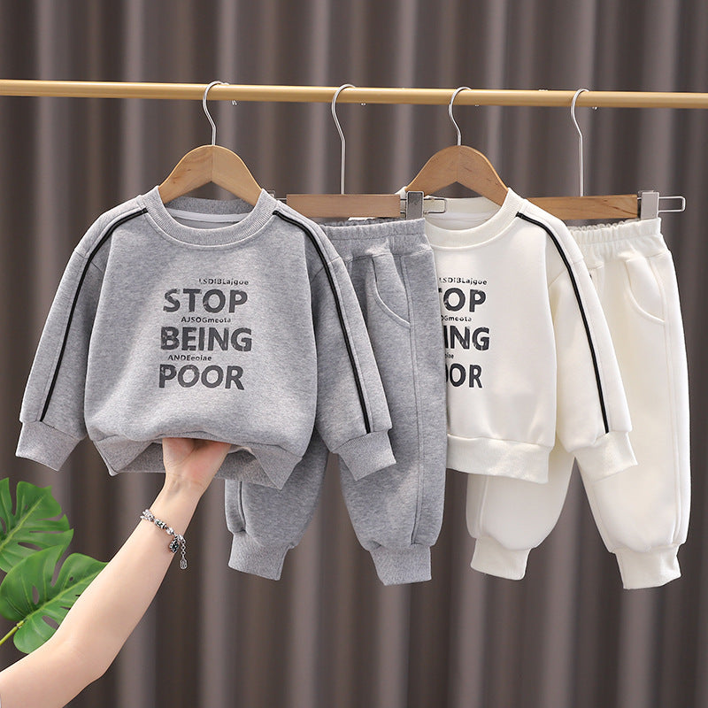 Boys Cotton Sweater Set Casual Two-Piece Cartoon Suit