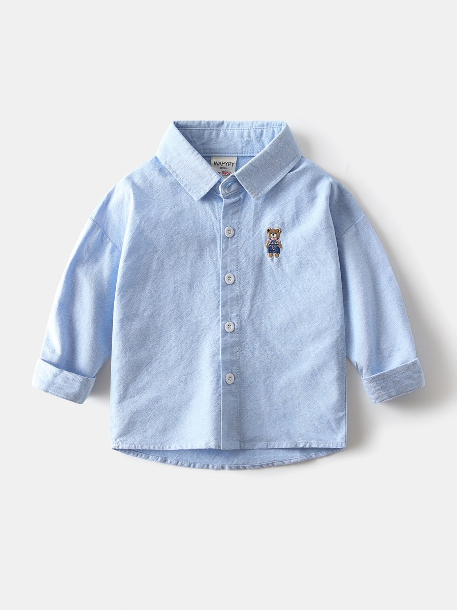 Boys' 100% Cotton Oxford Long-Sleeve Casual Shirt