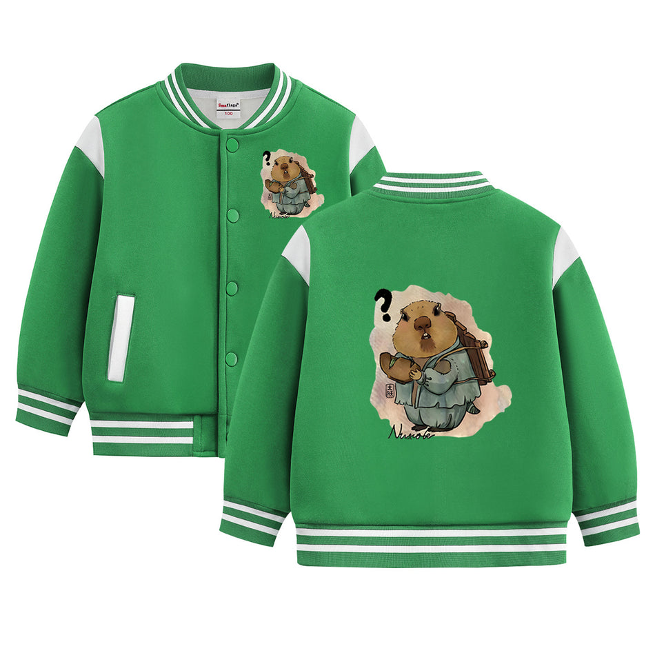 Boys’ Baseball Jacket Cotton Fleece-Lined Autumn Winter Coat