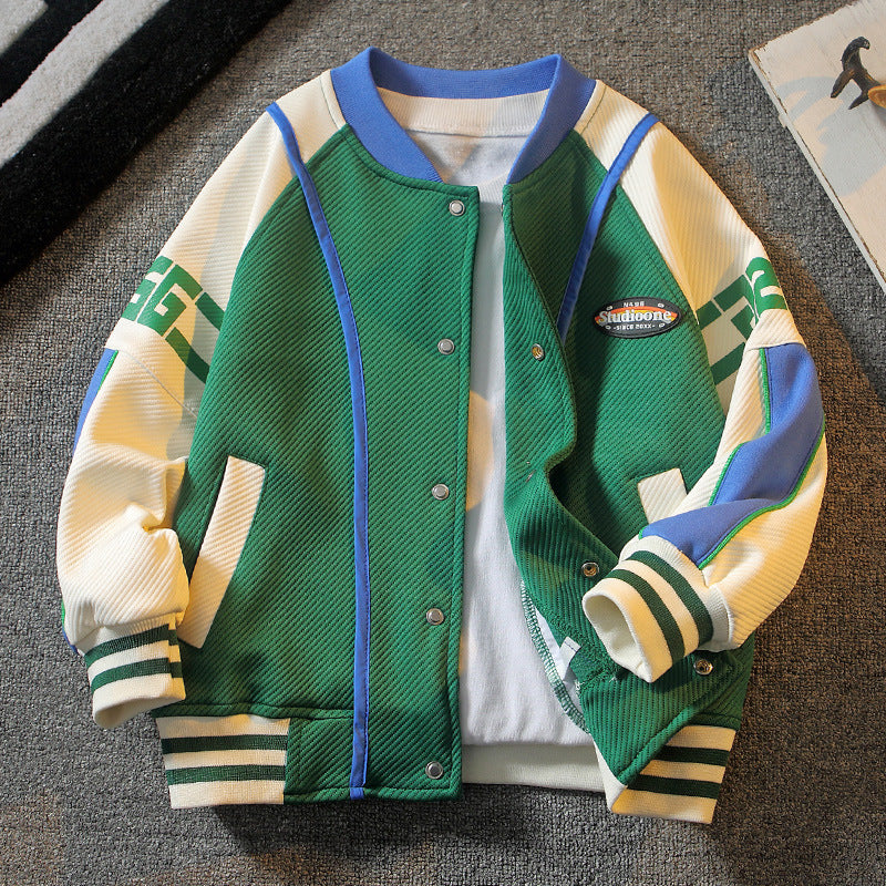Boys’ Baseball Jacket Polyester Spring Autumn Casual Windbreaker