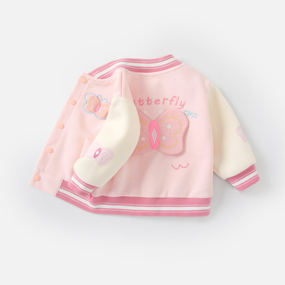 Baby Girls' Cotton Baseball Jacket Stylish Spring Autumn Cardigan