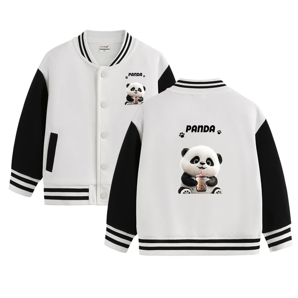 Kids’ Unisex Panda Baseball Jacket for Autumn and Winter