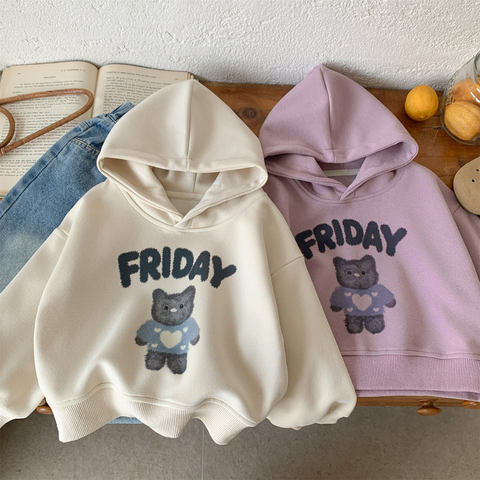 Boys' Cartoon Print Hooded Sweatshirt for Kids