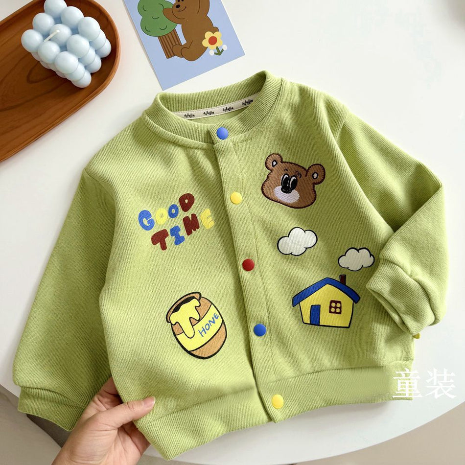 Cute Cartoon Cotton Cardigan Jacket for Kids Boys and Girls