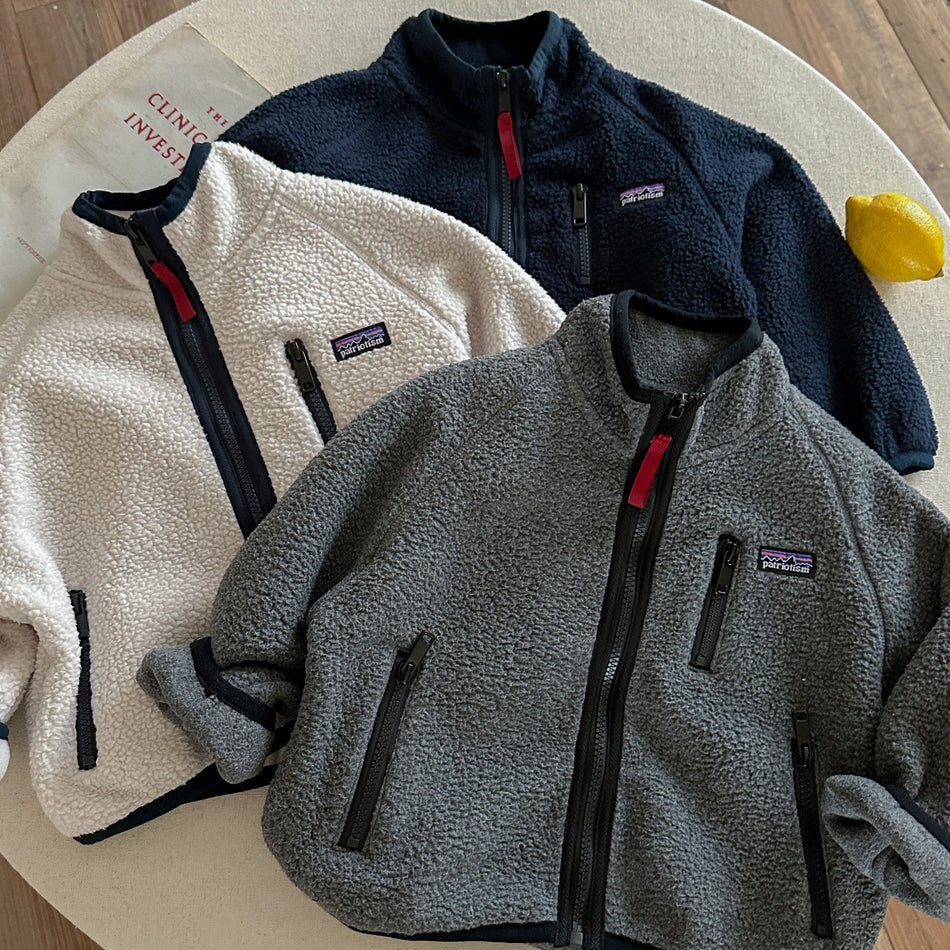 Boys' Fleece Cardigan Jacket with Zipper, Mid-Length