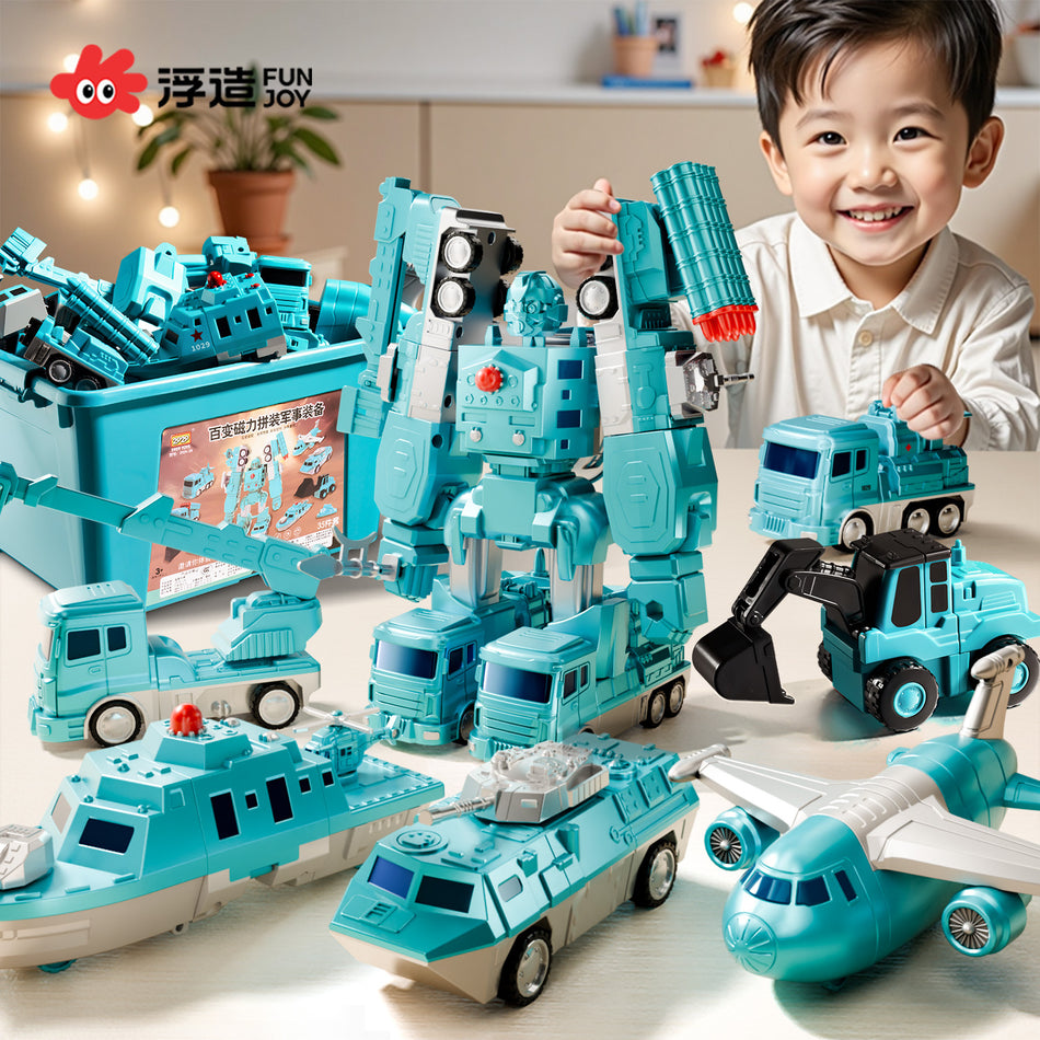 Magnetic Deformation Robot Fire and Engineering Vehicle Set