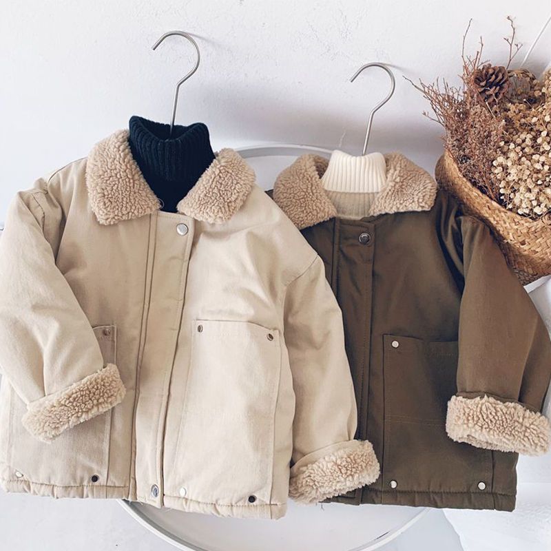 Boys' Thickened Padded Coat, Wool Collar Winter Style