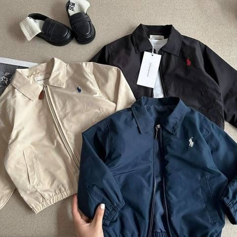 Boys' Embroidered POLO Lapel Jacket, Japanese Style
