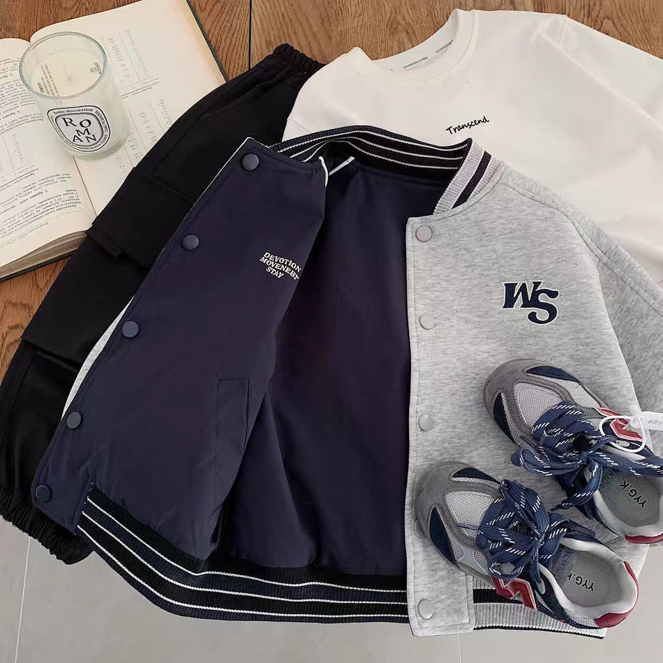 Boys' Embroidered POLO Lapel Jacket, Japanese Style