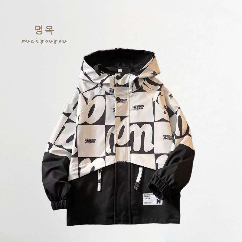 Boys' Thickened Hooded Windbreaker, Casual Cotton Style