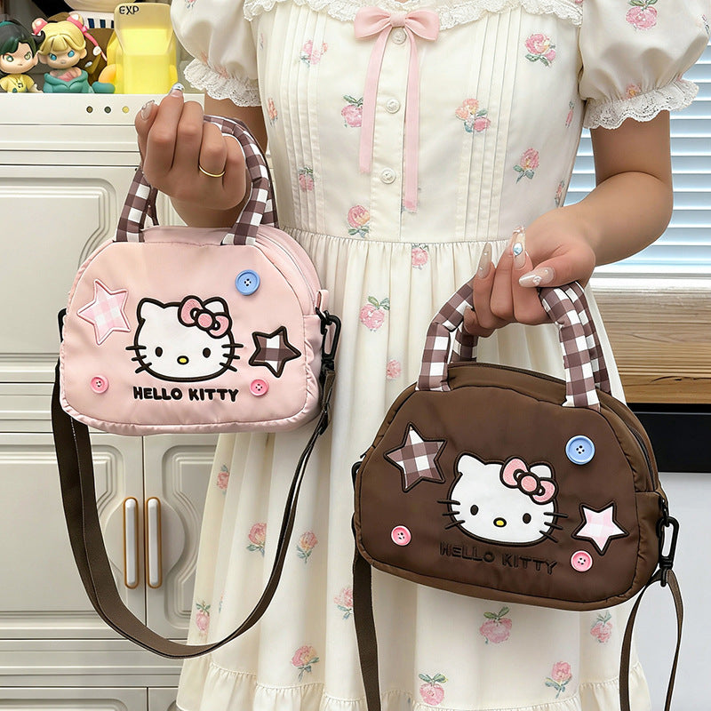 Cartoon Cat Crossbody Bag, Small Nylon Shoulder Bag for Women