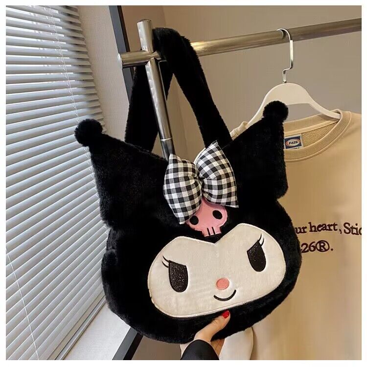 Plush Cartoon Shoulder Bag, Large Soft Underarm Handbag