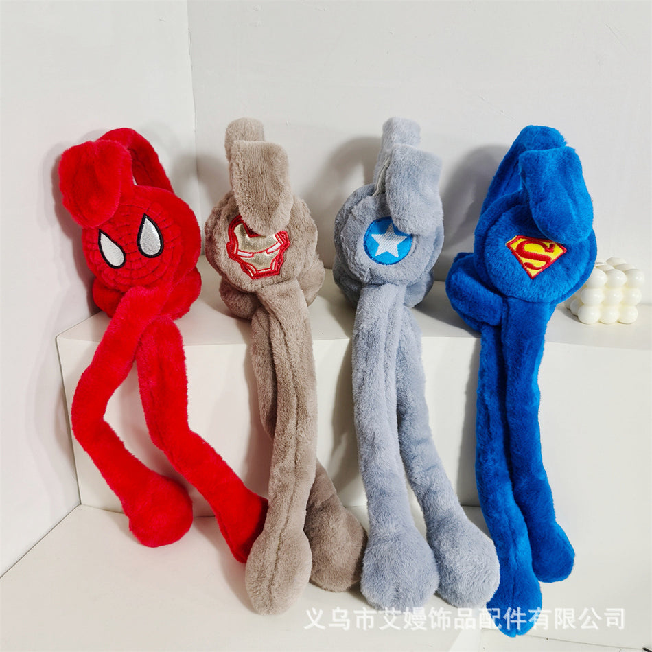 Boys' Cartoon Spider Plush Earmuffs, Warm Winter Ear Bag