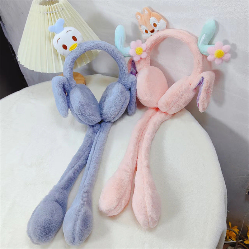 Women's Cute Cartoon Cashmere Earmuffs, Warm Winter Ear Cover