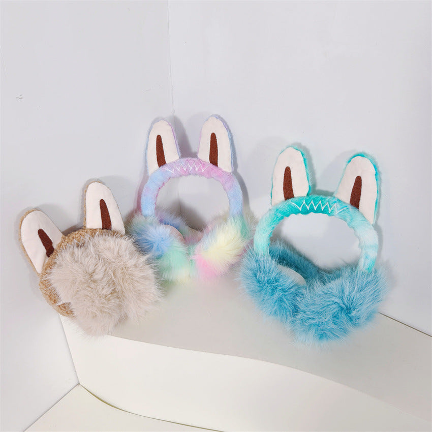 Women's Gradient Long Plush Earmuffs, Foldable Winter Warmers