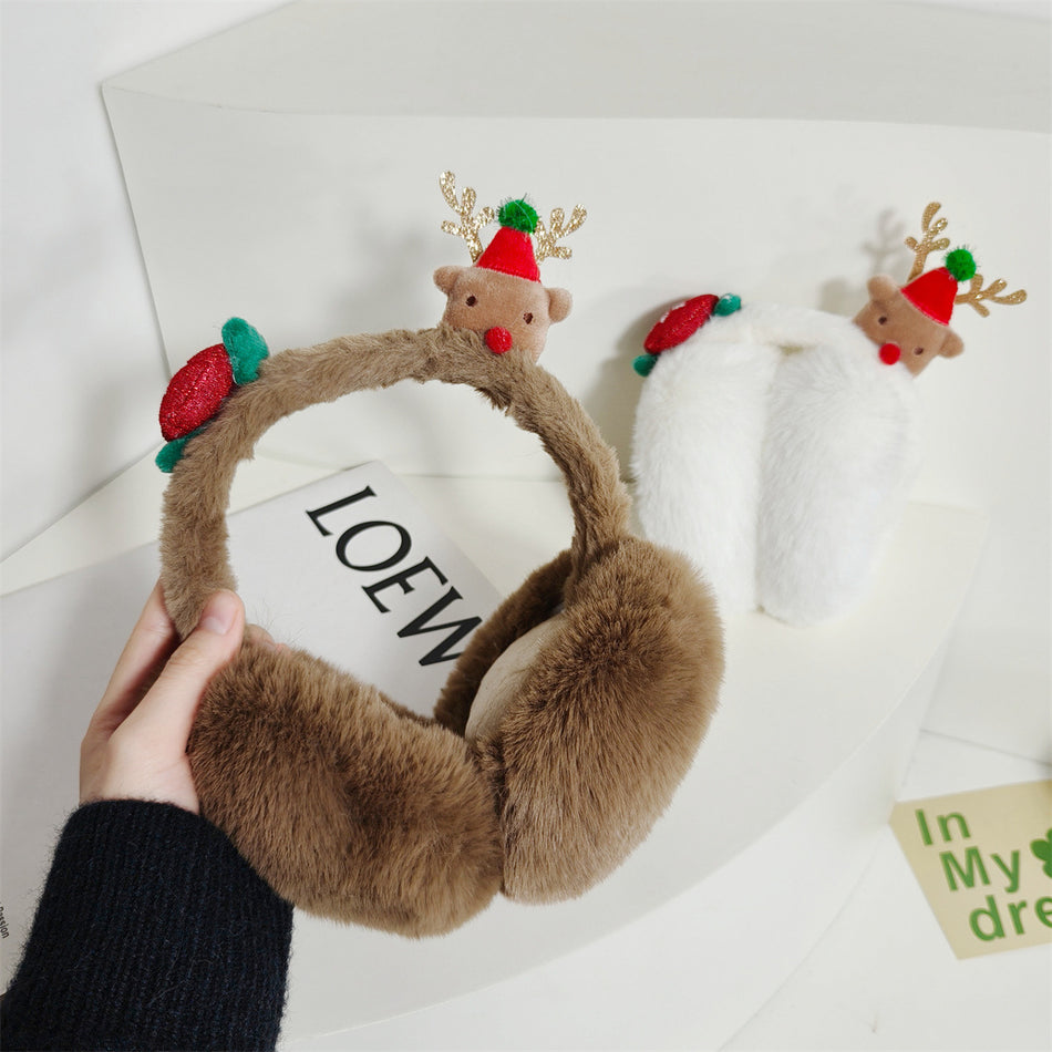 Elk Cartoon Plush Earmuffs, Foldable Winter Ear Cover