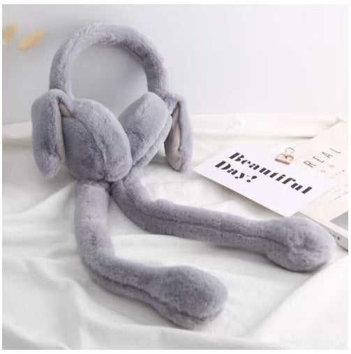 Cartoon Rabbit Ear Plush Earmuffs, Moving Winter Ear Covers