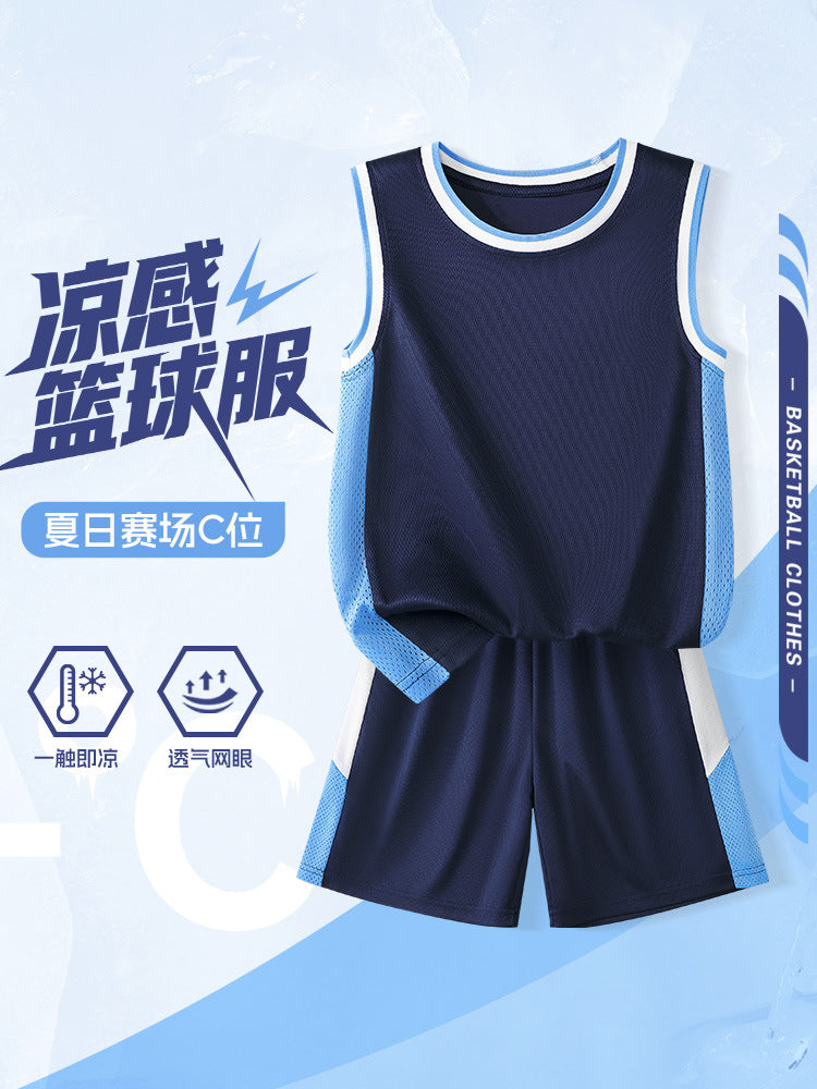 Boys Polyester Vest and Shorts Set for Basketball, Two-Piece