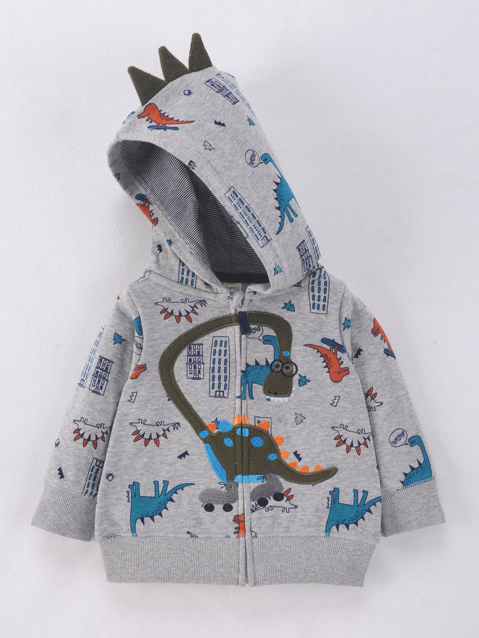 Toddler Cotton Zip-Up Hooded Jacket, Ribbed Cuffs